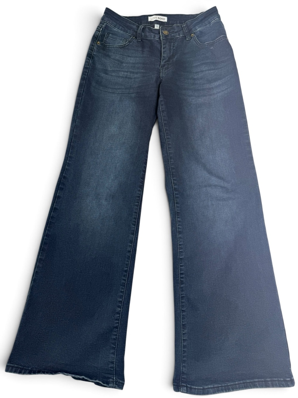 LOVE SOHO Women’s Size 5 Wide Leg Flare Jeans Dark Wash Stretch Denim